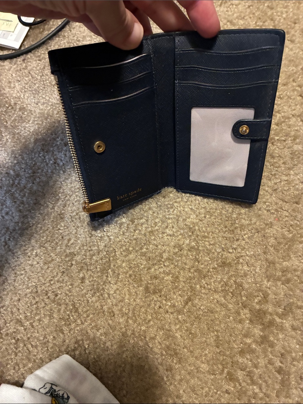 Kate Spade- Navy Floral Bi-fold and zip with Multicolor Blooms - Picture 3 of 6